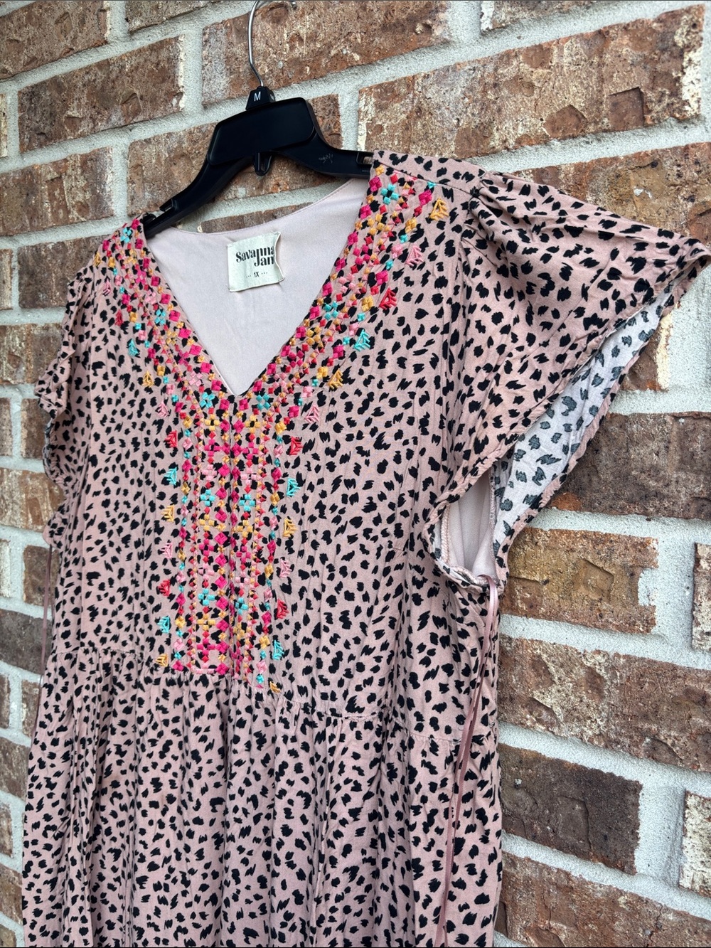Savanna Jane leopard print Blush Pink with Multicolor Embroidery - Picture 3 of 7